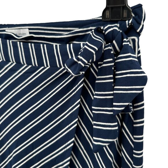 Adrienne Vittadini Women's Striped Wrap Skirt Navy/White Jersey Knit Medium - Picture 3 of 7